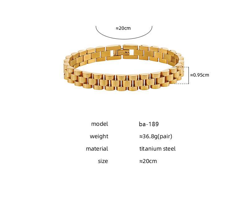 Bracciale alla moda da donna in acciaio inossidabile placcato oro 18 carati, bracciale a catena cubana di alta qualità.