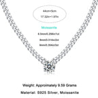 Women Luxury Pendant Necklace Moissanite Diamond S925 Sterling Silver Round Pendant Necklace Cuba Chain for Women