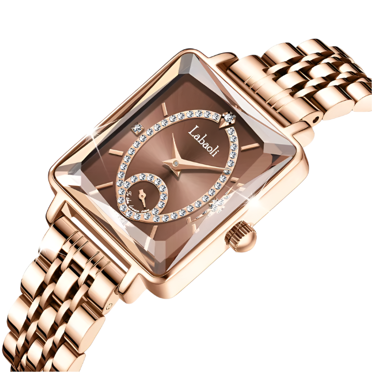LABAOLI Dames Armband Quartz Horloges Roestvrij Staal Luxe Strass Handgemaakt Datum Dames Quartz Horloges