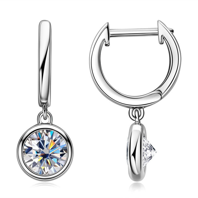 Orecchini di lusso da donna in argento sterling 925 di alta qualità con gancio per l'orecchio, orecchini a cerchio con diamanti e moissanite, orecchini alla moda da donna
