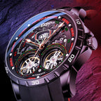 Man Automatic Sports Watch Waterproof Double Flywheel Hollow Watch