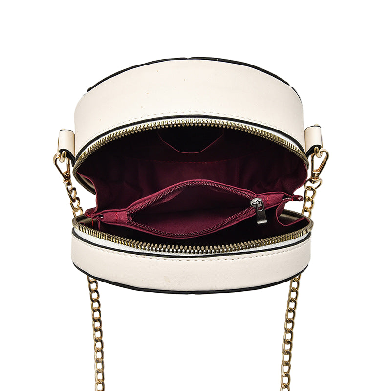 Kleine ronde tas voor dames, grote capaciteit, schoudertas voor dames, modieuze kettingriem, crossbodytas voor dames