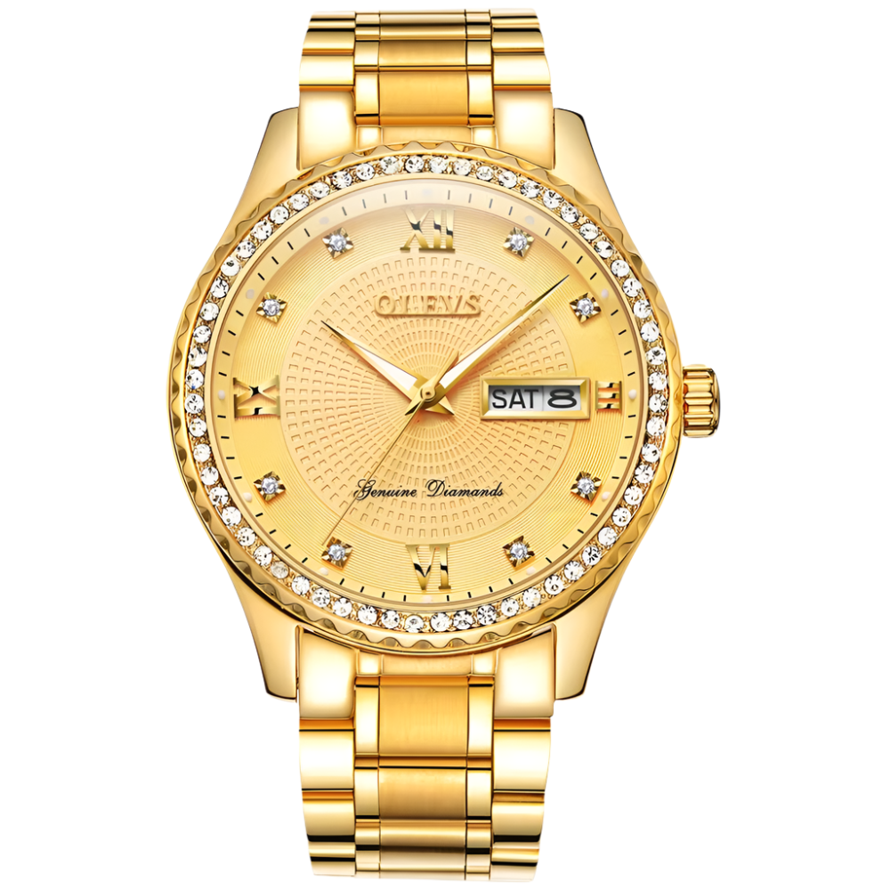 OLEVS 6618 Men's Luxury Diamond Crafted WaterProof Quartz Watch Steel Band Date Analog Luminous Men Quartz Watch