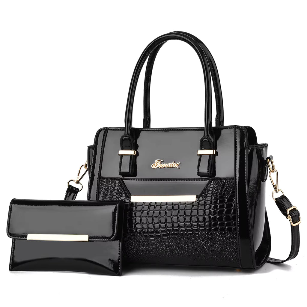 Women's Handbag PU Leather Premium Handbag 2-piece Set Shoulder Bag Large Capacity Crossbody Bag Women's Handbag