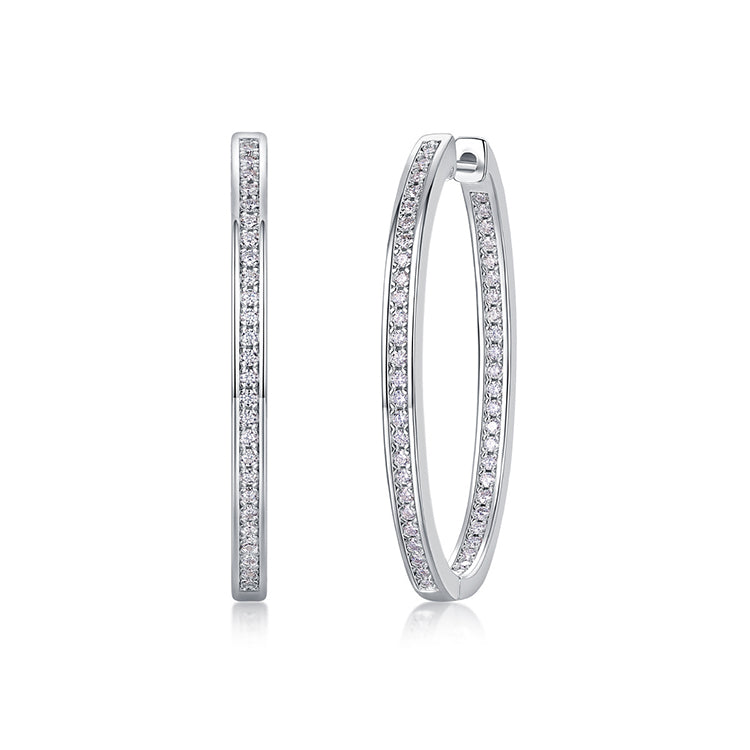 Luxe oorbel voor dames, moissanite diamanten oorbellen, ingelegd, 925 sterling zilver, 18 karaat witgoud verguld, creolen