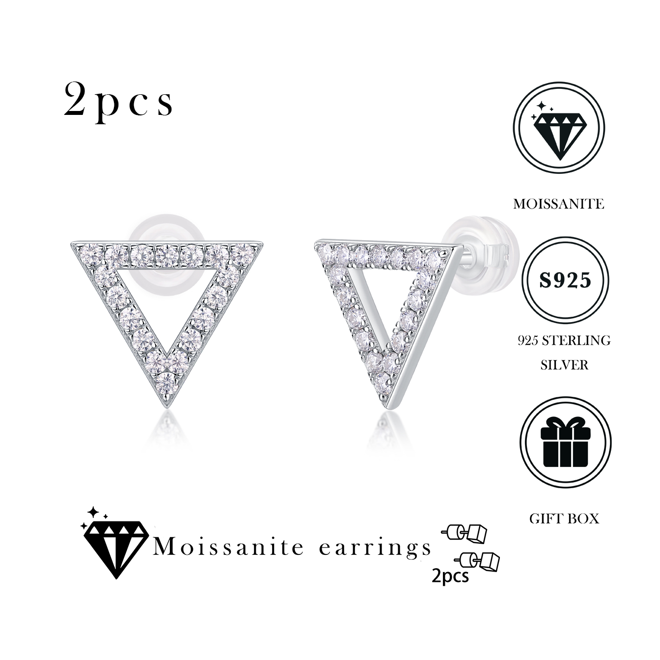 Women Luxury Earring Moissanite Diamond S925 Sterling Silver Plated Hypoallergenic Elegant Womens Stud Earrings - Acquisti Online