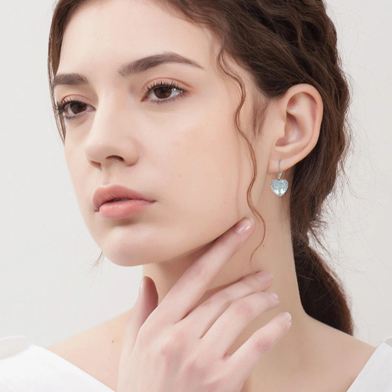 Women Fashionable Earrings S925 Sterling Silver Celtic Knot Moonstone Tree of Life Lever Back Dangle Drop Women Earrings