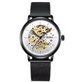 BIDEN 0052 Luxury Men's Mechanical Watch 2025 Mesh Strap Hollow Dials Decoration Vintage Skeleton Men's Automatic WristWatch