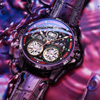 Man Automatic Sports Watch Waterproof Double Flywheel Hollow Watch