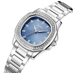 SINOBI Luxury Women Quality Wristwatches Stainless Steel Waterproof Rhinstone Crafted Women's Quartz Watch