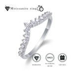Women Luxury Rings 925 Sterling Silver Crown Moissanite Diamond Ring Silver Rhodium Plated Women Engagement Ring