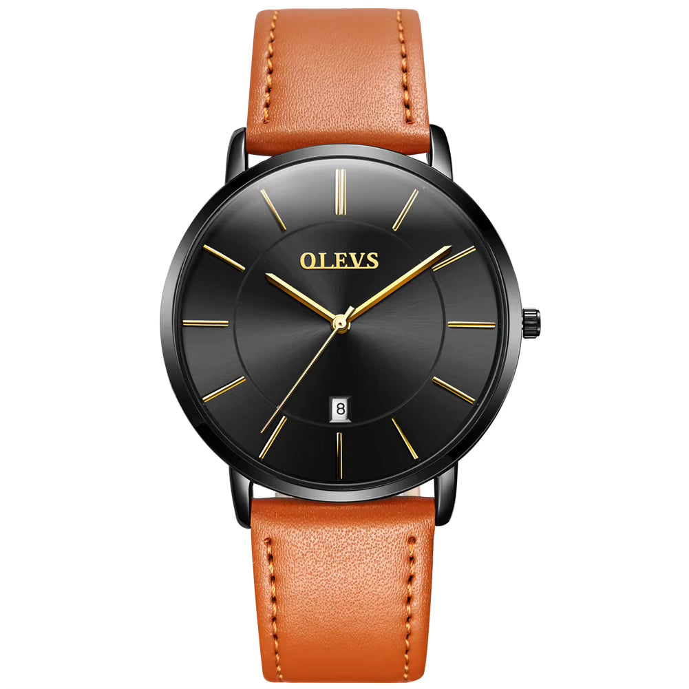 OLEVS Modieus dameshorloge met echte leren band, waterdicht Japans quartzhorloge van hoge kwaliteit