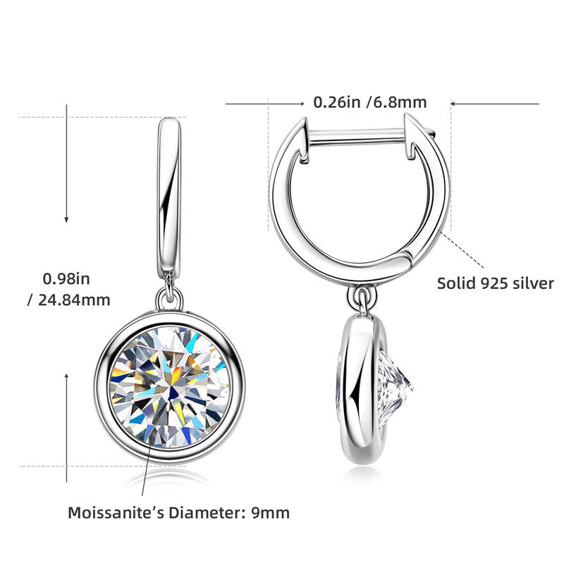 Orecchini di lusso da donna in argento sterling 925 di alta qualità con gancio per l'orecchio, orecchini a cerchio con diamanti e moissanite, orecchini alla moda da donna