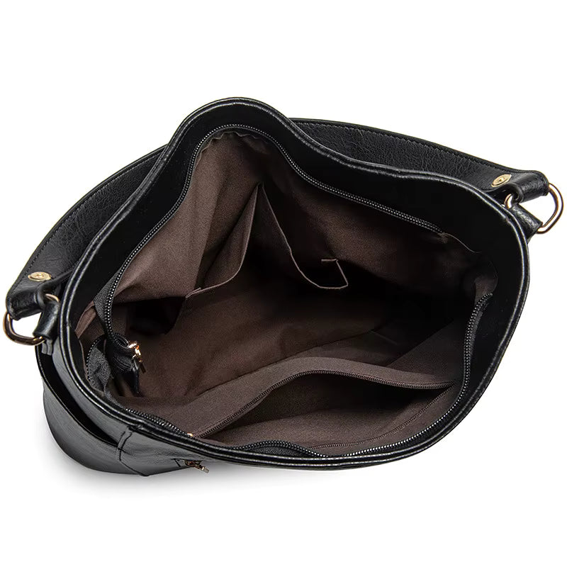 Grote handtas voor dames, originele leren schoudertas met meerdere zakken, modieuze zachte crossbodytas voor dames