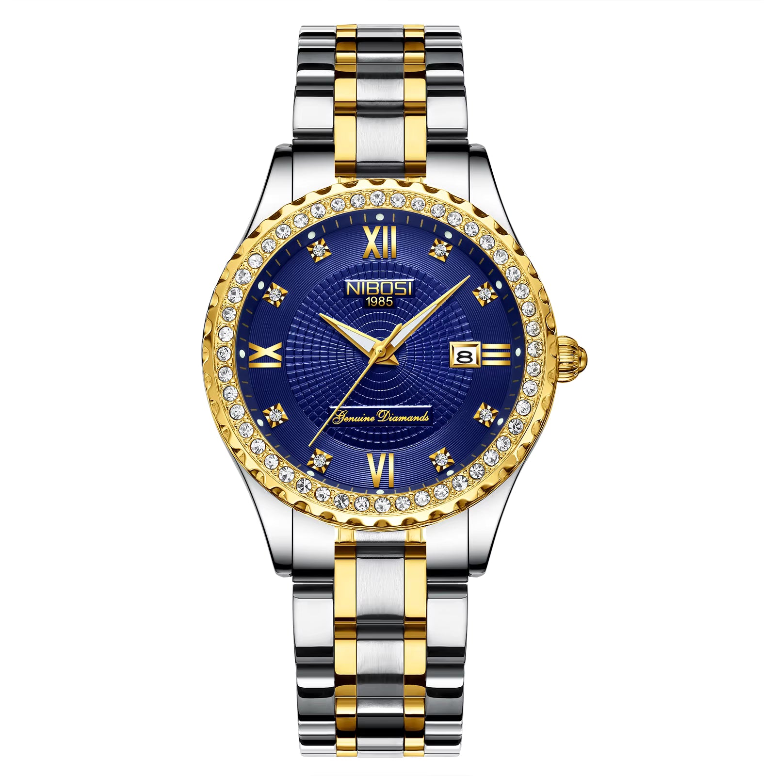 NIBOSI Women's Fashionable Quartz Watches Rhinstone Crafted Women Quartz Watches Stainless Steel Waterproof Quartz Watch