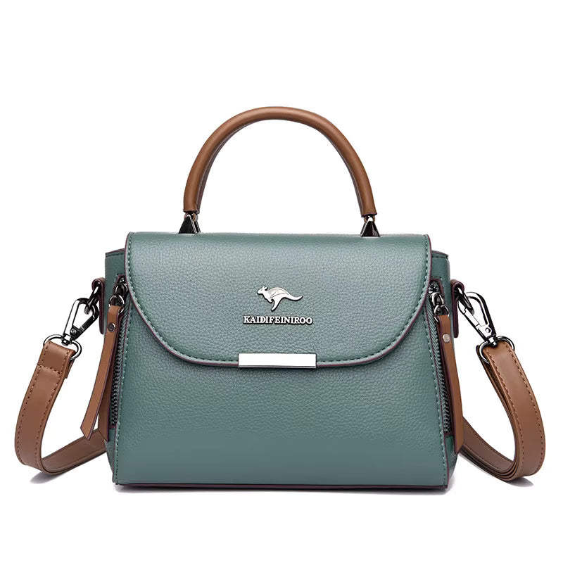 Women's Luxury Handbah Original Leather Multi Zipper Pocket Shoulder Bag Large Capacity Stylish Women's Crossbody Bag
