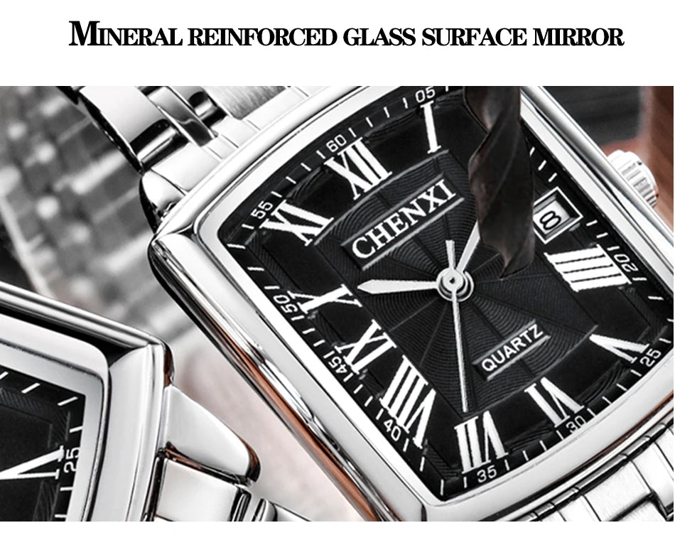 CHENXI Dames Luxe Quartz Horloge Waterdicht Vierkante Wijzerplaat Roestvrijstalen Band Casual Dames Quartz Horloge