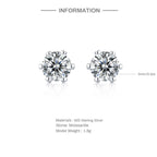 Women Luxury Earrings 925 Sterling Silver Classic Six-Prong Moissanite Diamond Silver Earrings Hip Hoop Stud Women Earrings