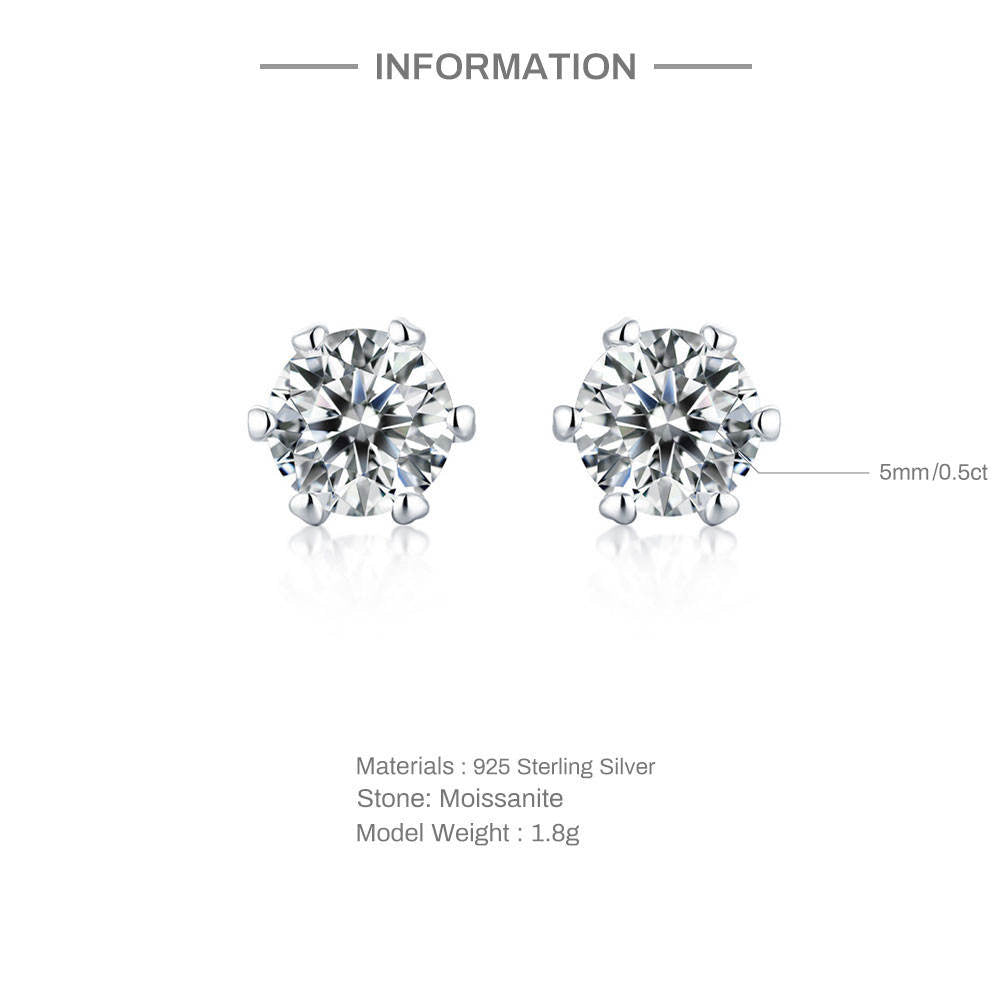 Luxe damesoorbellen van 925 sterling zilver, klassieke oorbellen met zes pootjes, moissanite en diamanten, zilveren oorringen, heupoorbellen.