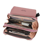 Women's Crossbody Bag Double Zip Wallet Fashion Purse Lady Card Holder Mobile Phone Bag  Shoulder Strap Purse