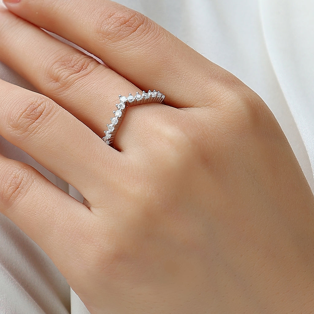 Women Luxury Rings 925 Sterling Silver Crown Moissanite Diamond Ring Silver Rhodium Plated Women Engagement Ring