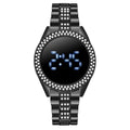 Women's LED Digital Watches Luxury Stainless Steel Rhinstone Diamond Waterproof Women LED Digital Quartz Watch - Acquisti Online