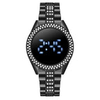 Women's LED Digital Watches Luxury Stainless Steel Rhinstone Diamond Waterproof Women LED Digital Quartz Watch - Acquisti Online