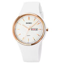 SKMEI Women Quartz Watches Silicone Band Big Dial Waterproof Fashion Casual Simple Quartz Watch Analog Day Date Wrist Watch