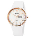 SKMEI Women Quartz Watches Silicone Band Big Dial Waterproof Fashion Casual Simple Quartz Watch Analog Day Date Wrist Watch