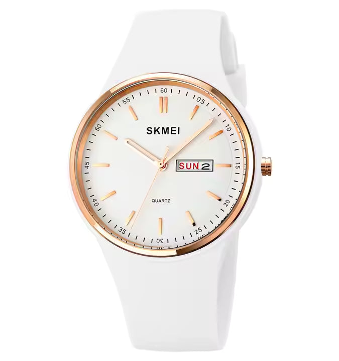 SKMEI Women Quartz Watches Silicone Band Big Dial Waterproof Fashion Casual Simple Quartz Watch Analog Day Date Wrist Watch