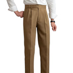 Men's Fashionable Business Casual Formal Pants Mid-High Waist Straight Cropped Solid Color British Style Men's Casual Pants