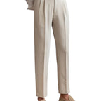 Men's Fashionable Business Casual Formal Pants Mid-High Waist Straight Cropped Solid Color British Style Men's Casual Pants