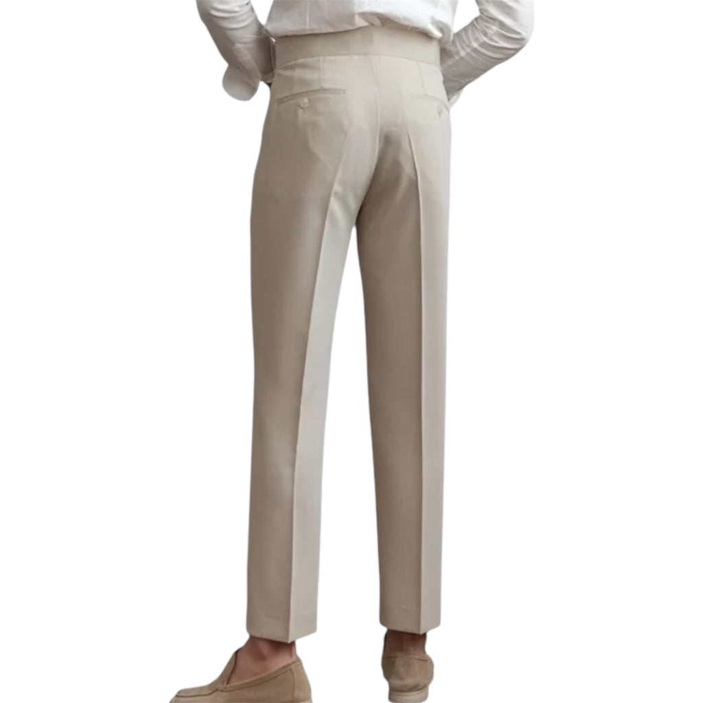 Men's Fashionable Business Casual Formal Pants Mid-High Waist Straight Cropped Solid Color British Style Men's Casual Pants