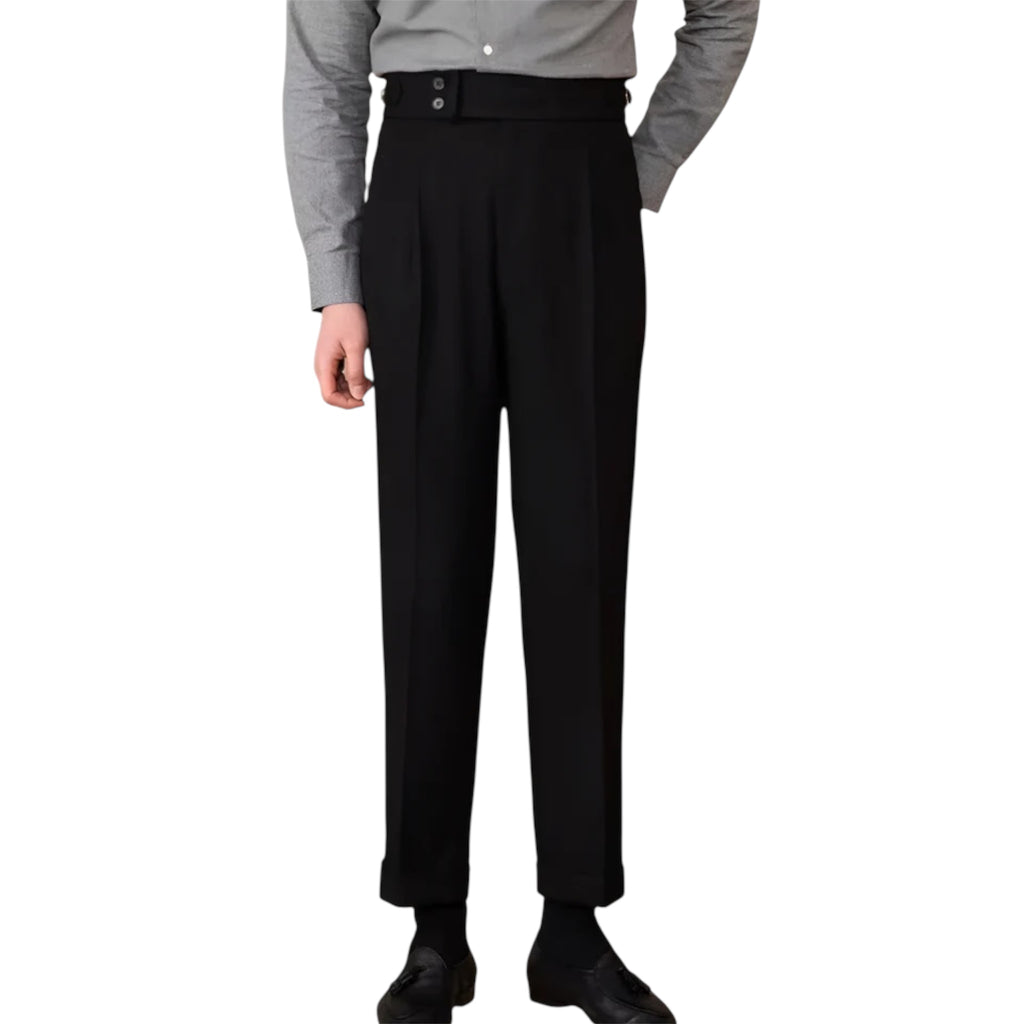 Men's Fashionable Business Casual Formal Pants Adjustable Buckle High Waist Straight Men's Fashion Casual Suit Pants