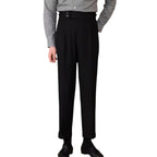 Men's Fashionable Business Casual Formal Pants Adjustable Buckle High Waist Straight Men's Fashion Casual Suit Pants