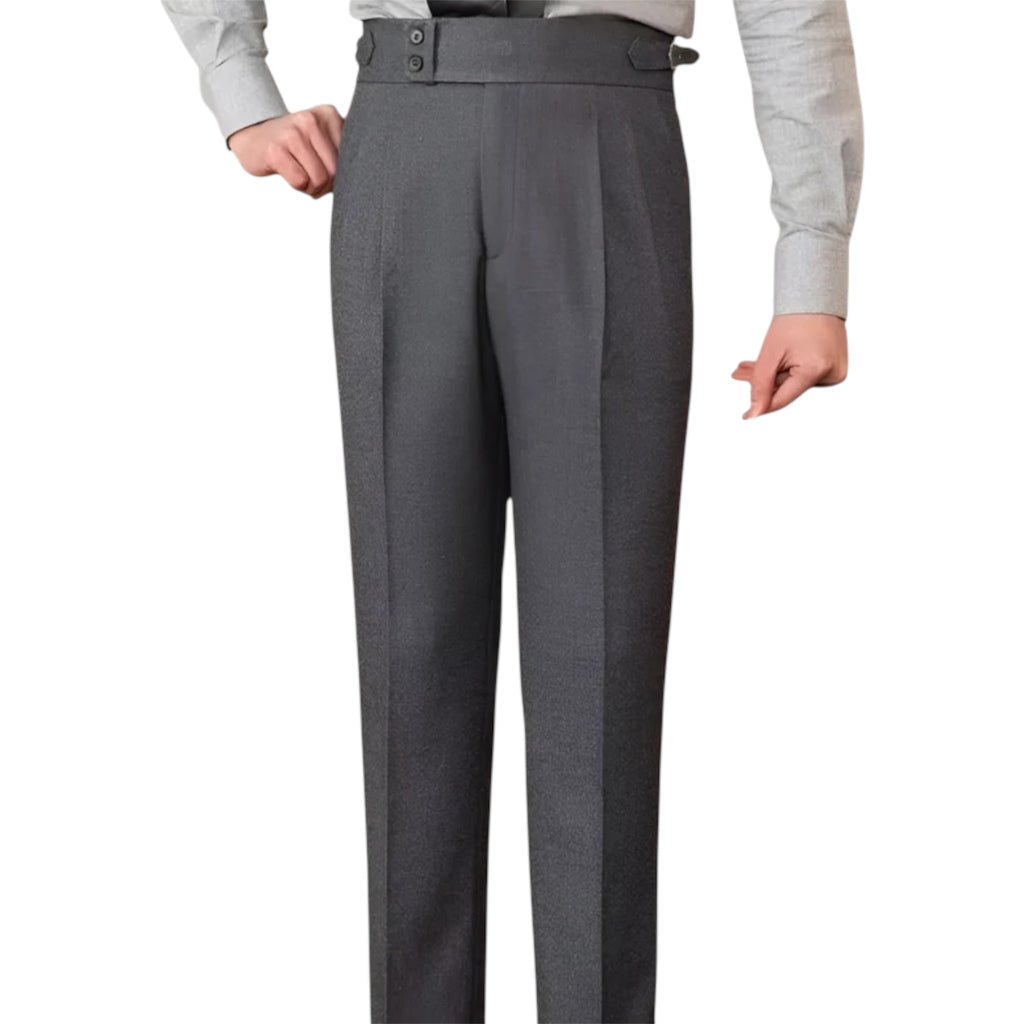 Men's Fashionable Business Casual Formal Pants Adjustable Buckle High Waist Straight Men's Fashion Casual Suit Pants