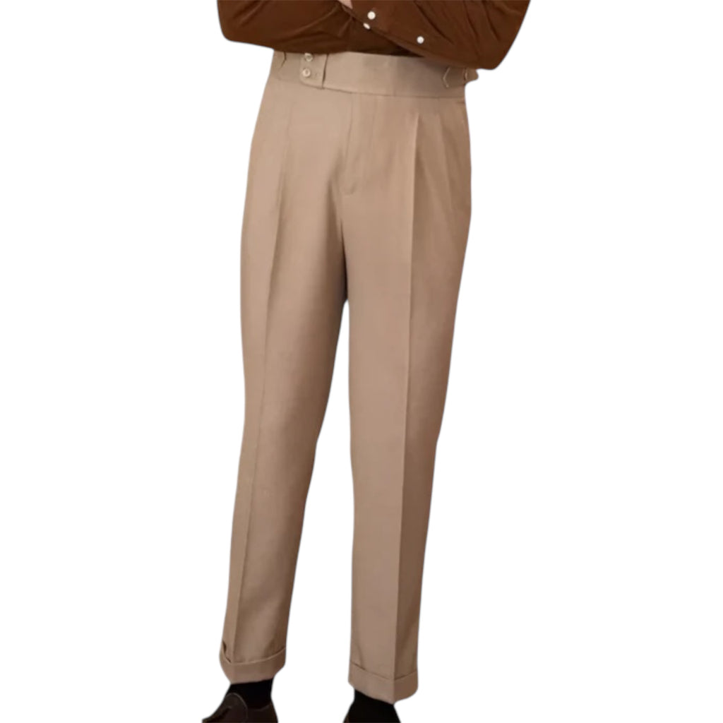 Men's Fashionable Business Casual Formal Pants Adjustable Buckle High Waist Straight Men's Fashion Casual Suit Pants