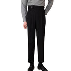 Men's Fashionable Business Casual Formal Pants Polyester Fiber Straight Slim Fit Buckle Suit Men's Casual Formal Pants