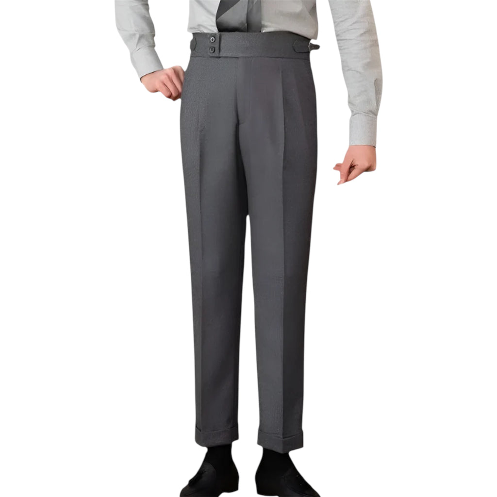 Men's Fashionable Business Casual Formal Pants Polyester Fiber Straight Slim Fit Buckle Suit Men's Casual Formal Pants
