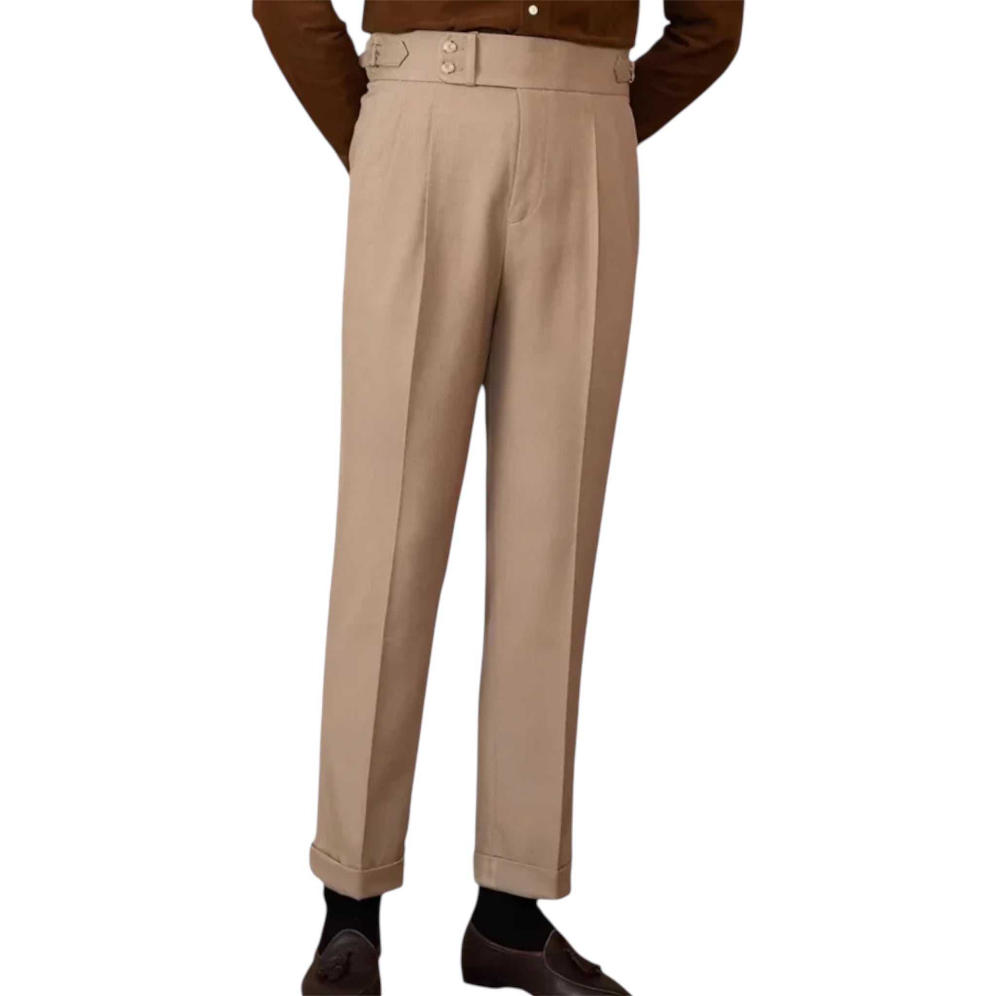Heren modieuze zakelijke casual formele broek Polyestervezel rechte slim fit gesp pak Heren casual formele broek
