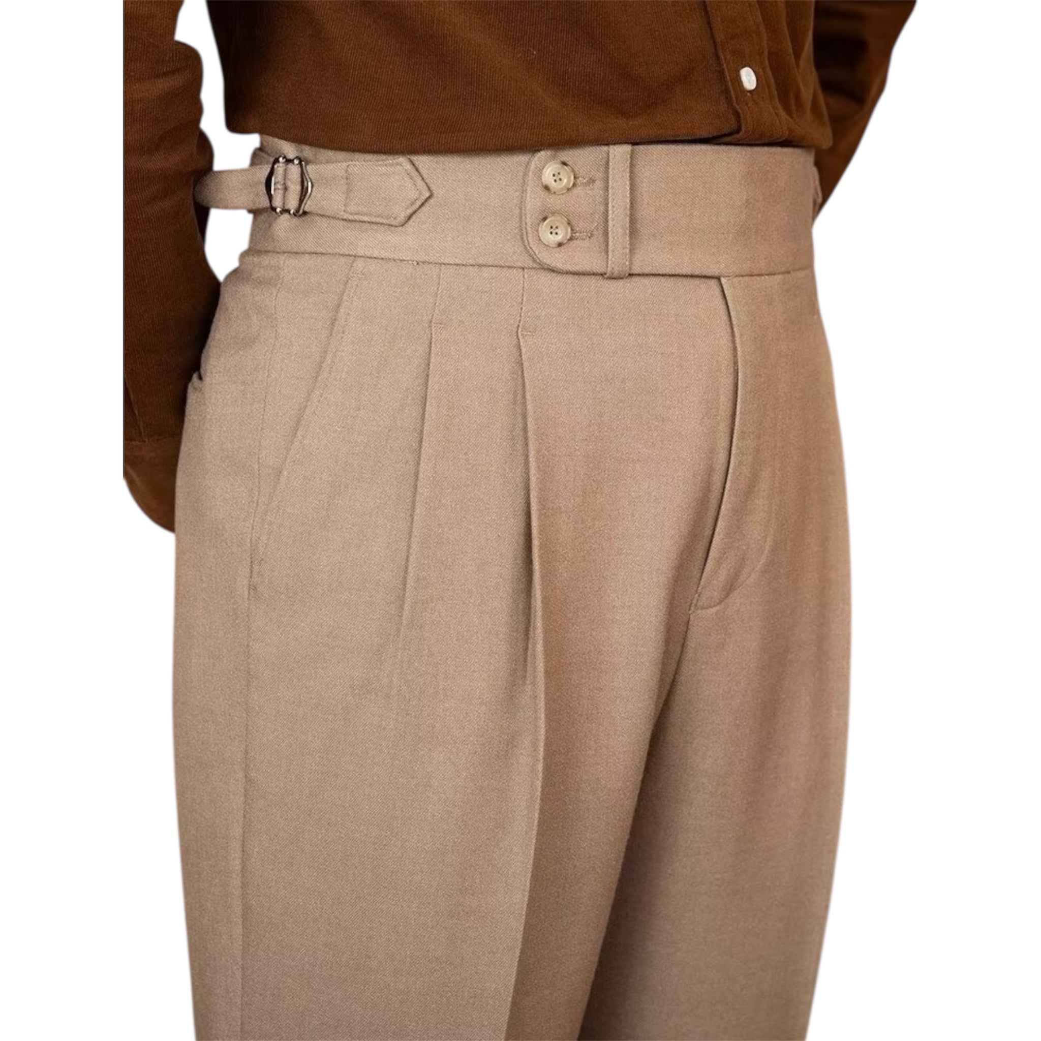 Heren modieuze zakelijke casual formele broek Polyestervezel rechte slim fit gesp pak Heren casual formele broek