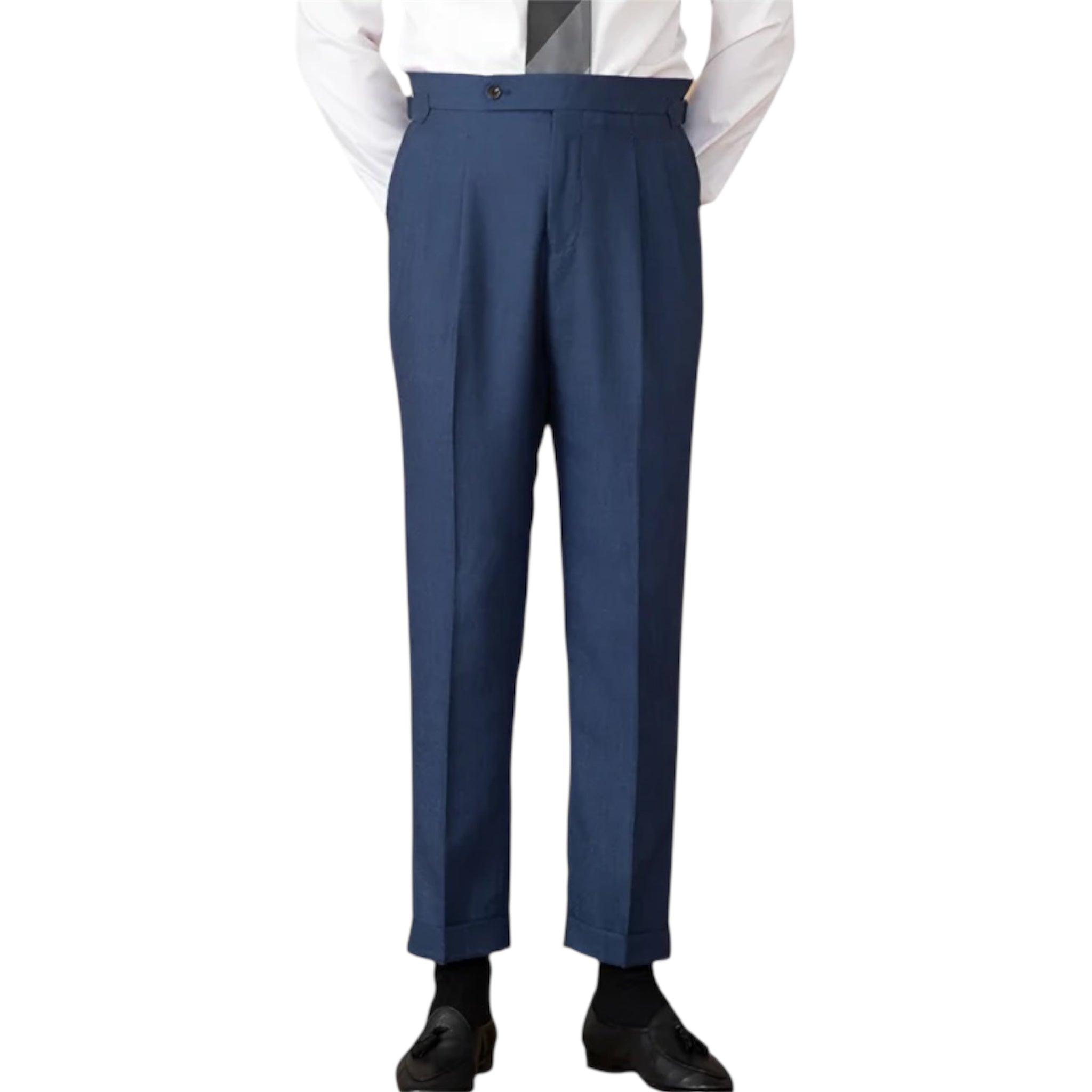 Heren modieuze zakelijke casual formele broek effen kleur Naples hoge taille rechte buis heren casual formele broek