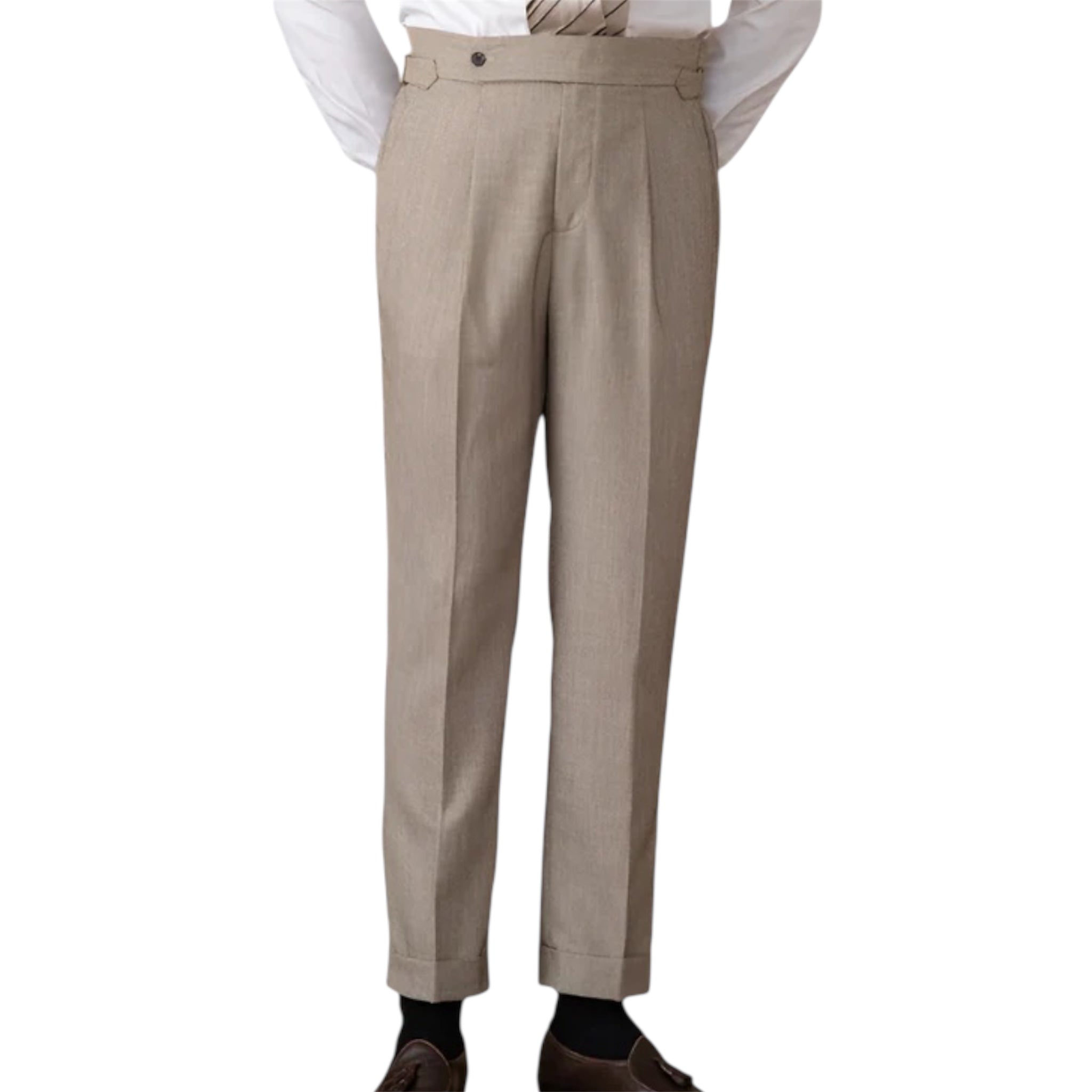 Heren modieuze zakelijke casual formele broek effen kleur Naples hoge taille rechte buis heren casual formele broek