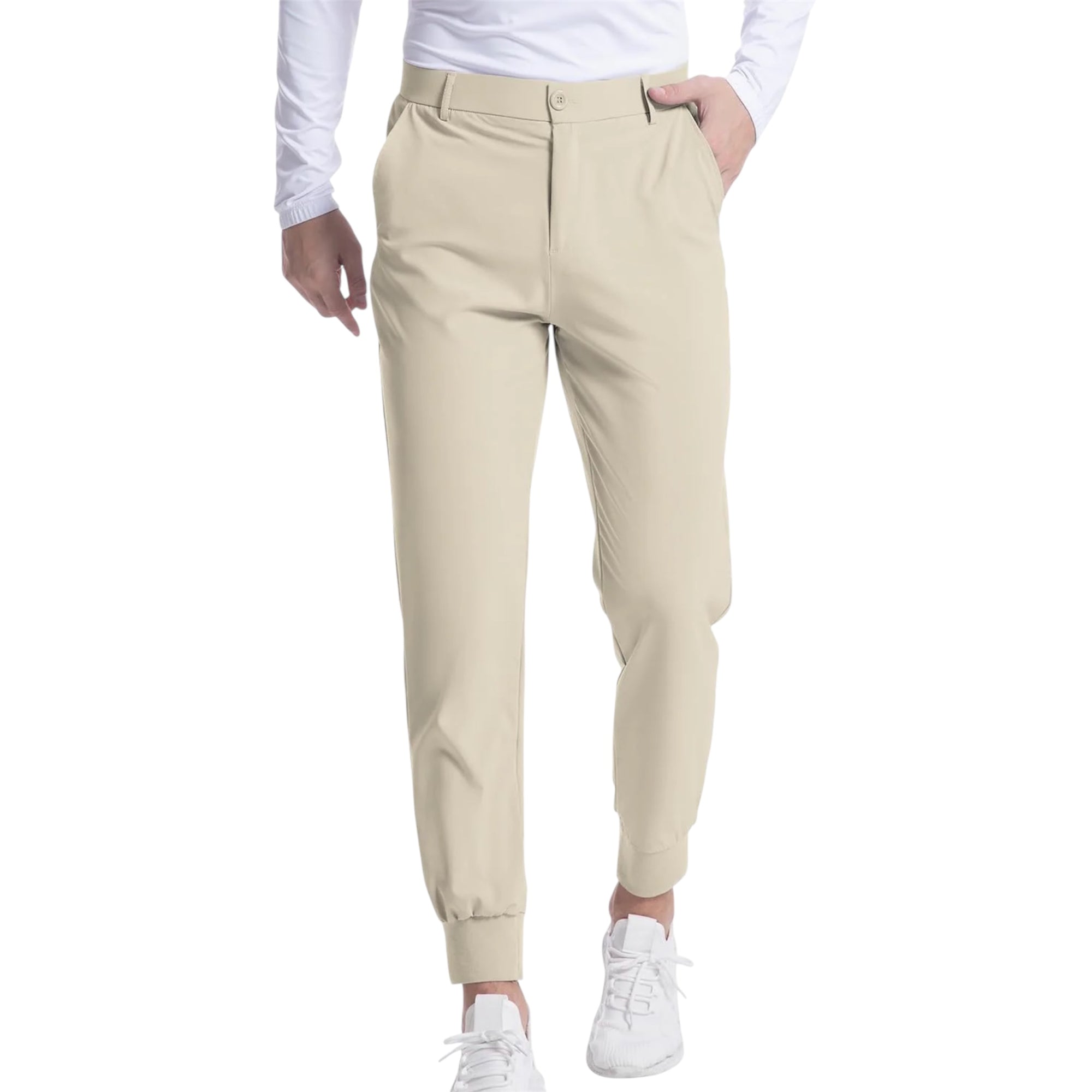 Men's Fashionable Casual Elastic Jogger Pants Slim Fit Cotton Mid Waist Lightweight Men's Casual Jogger Pants