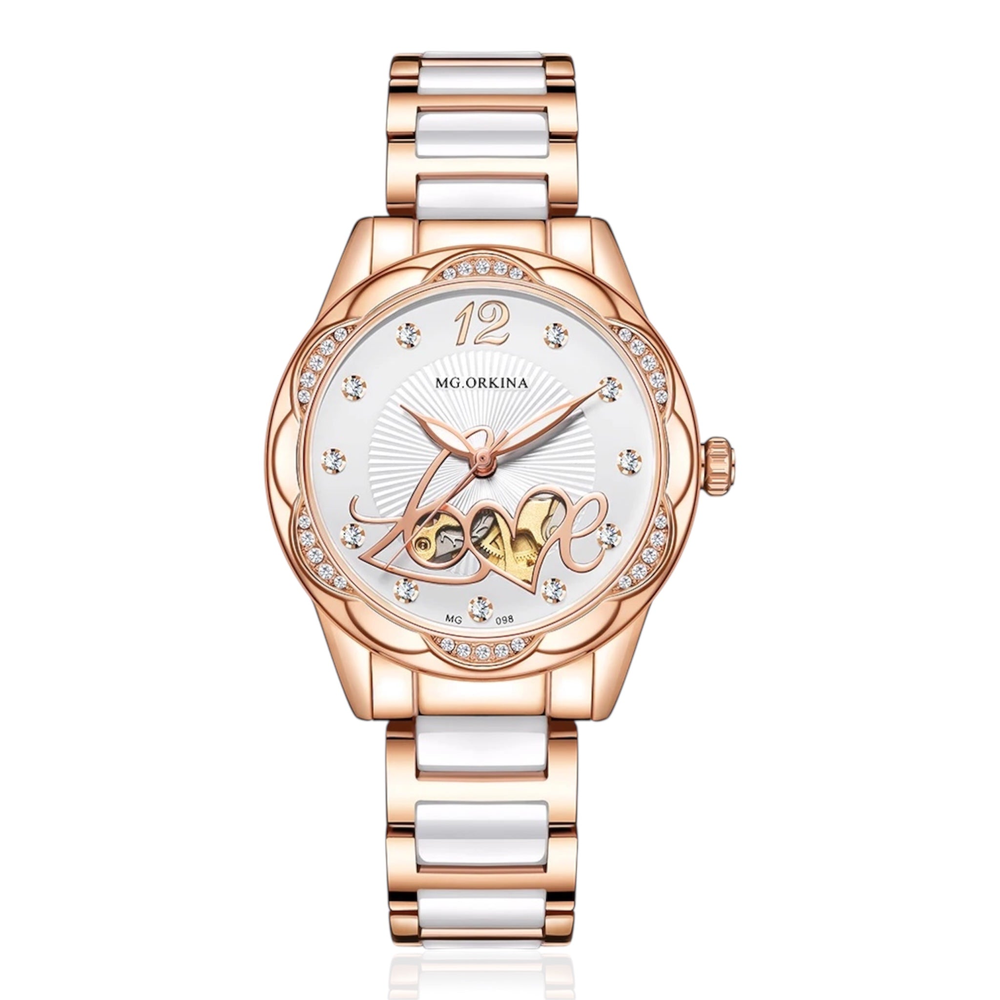 Mode Luxe Dames Automatisch Mechanisch Horloge Dameshorloges Strass Gemaakt Keramiek Roestvrij Staal Automatisch Opwindend Polshorloge