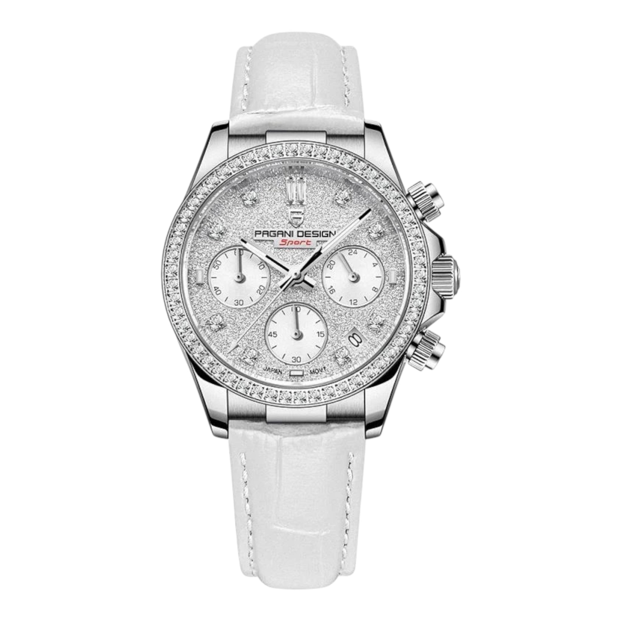 PAGANI Design Luxe Dames Quartz Horloge Leren Riem Rhionstone Gemaakt Waterdicht Chronograaf Dameshorloge