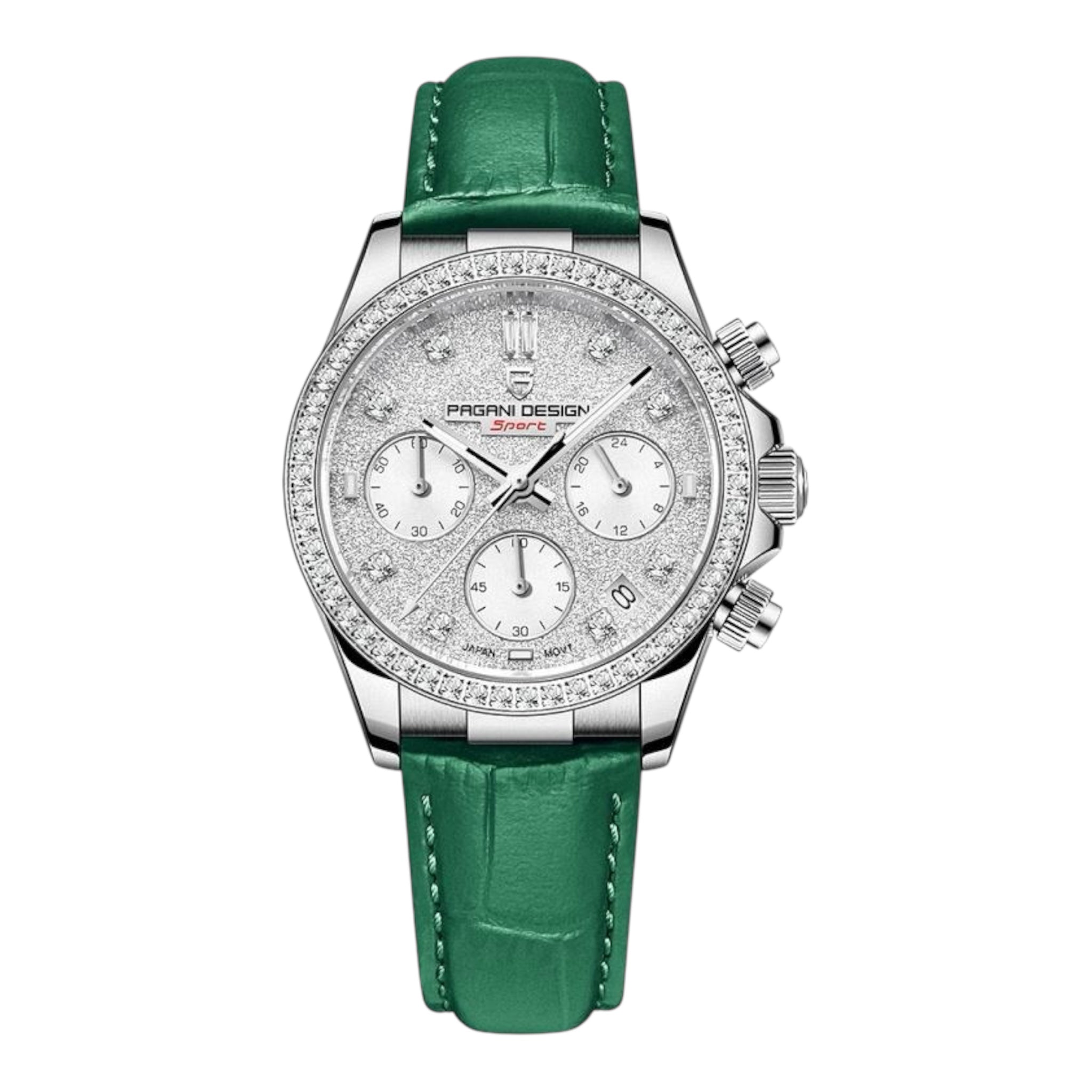 PAGANI Design Luxe Dames Quartz Horloge Leren Riem Rhionstone Gemaakt Waterdicht Chronograaf Dameshorloge