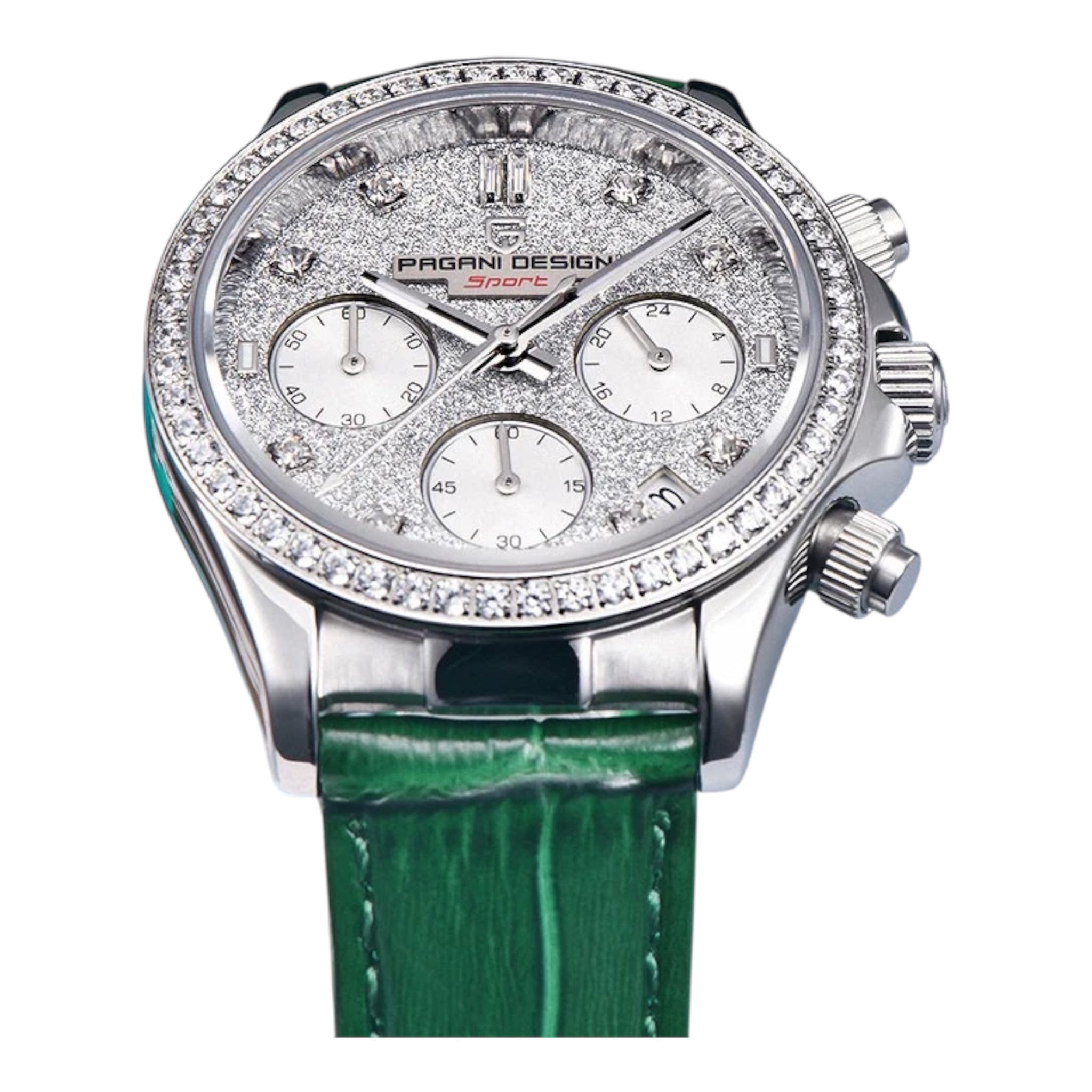 PAGANI Design Luxe Dames Quartz Horloge Leren Riem Rhionstone Gemaakt Waterdicht Chronograaf Dameshorloge