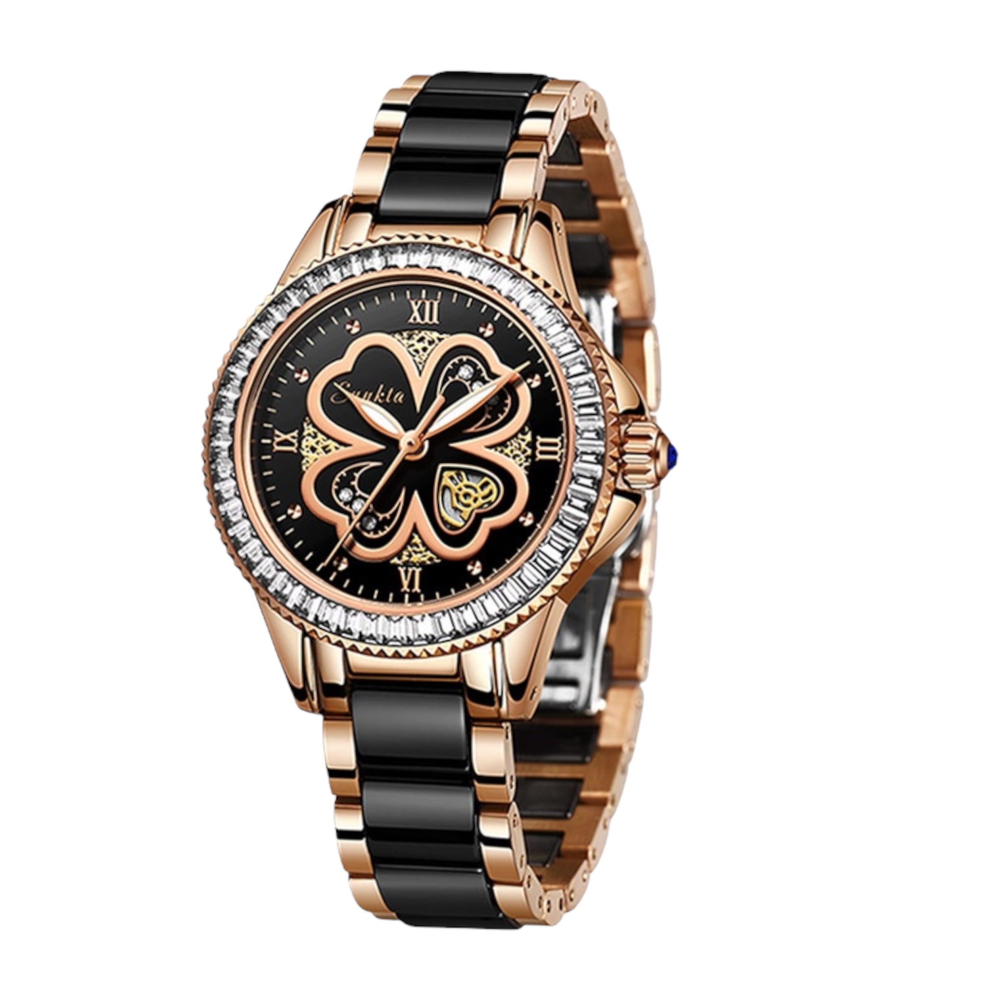 Women Quartz Watches Fashion Luxury Rhinstone Crafted Ceramics Bracelet Wrist Watches Waterproof Women Watch