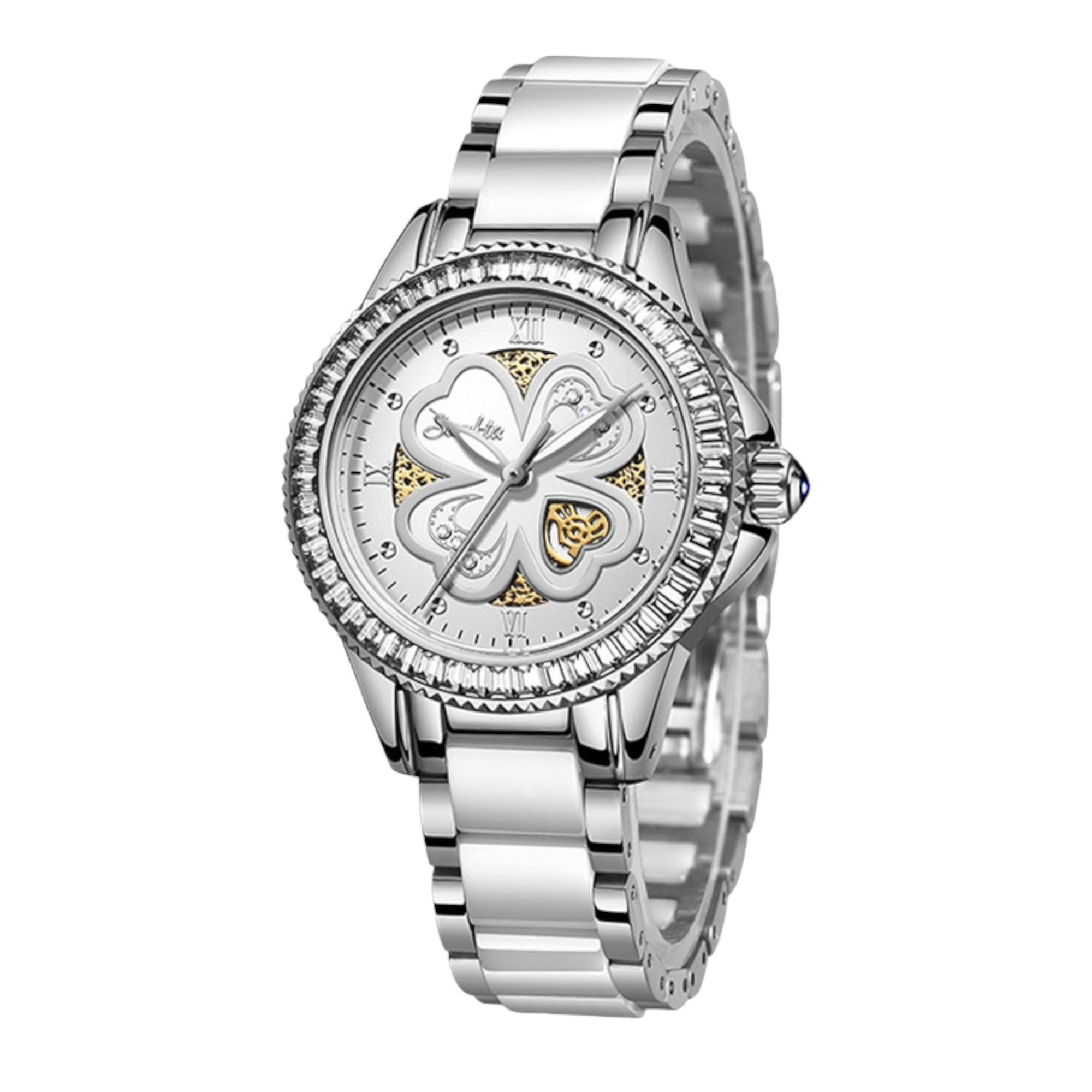 Women Quartz Watches Fashion Luxury Rhinstone Crafted Ceramics Bracelet Wrist Watches Waterproof Women Watch